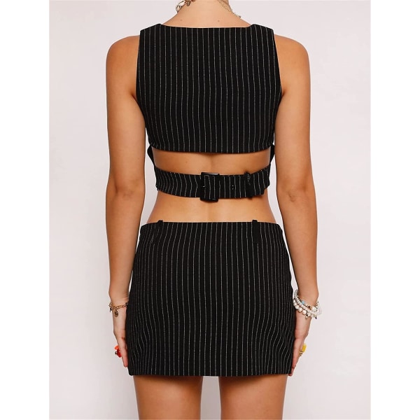 Kvinner Ermeløs Dress Vest Button Down Fit Ensfarget U-hals Beskjært Vest L