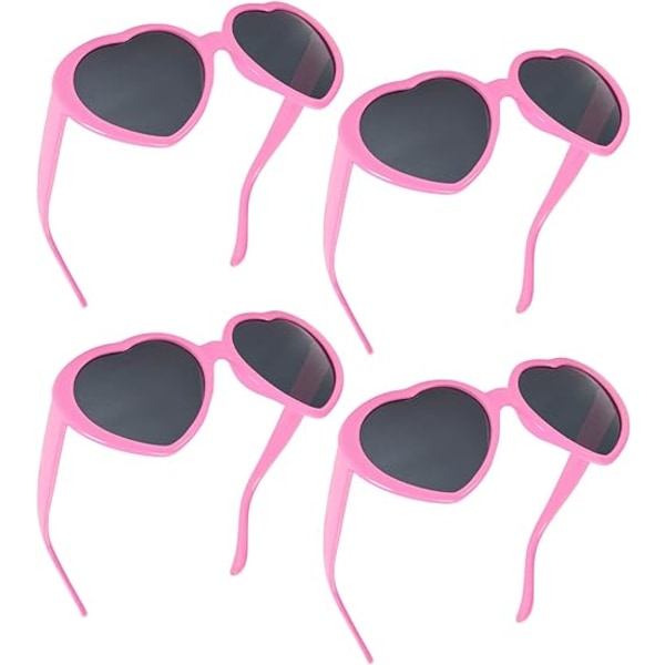 12-delade neonfärgade hjärtformade solglasögon för kvinnors festfavoriter och högtider. (ljusrosa)