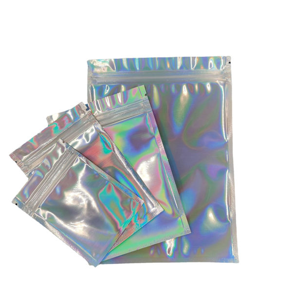 100 stk Lukttette poser Holografiske emballasjeposer Store