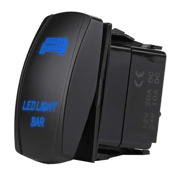 12V 24V Vanntett 5-pinners LED-lysbryter SPST På/Av for bil, båt, lastebil, blå