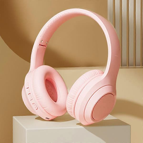 Trådløst Bluetooth Gaming Headset Multifunktion HiFi Stereo Støjreducerende Stærk Bas Bluetooth Hovedtelefoner Ferskenrosa