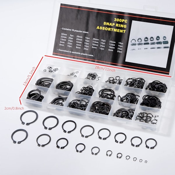 Hiiliteräs Lukitusrengas Pidätinrengas 18 Kokoa 3mm-32mm Mukana