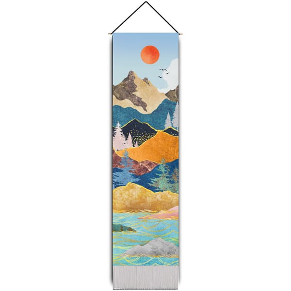 Sæt med 2 bjergtapeter - 32,5x130 cm malet sol