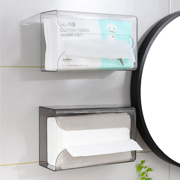 Vægmonteret Tissue Box Holder Rektangulær Wall Tissues Box Hol Gray