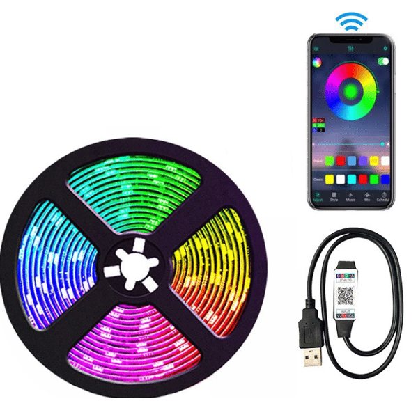 3M 360 RGB 5050 SMD Smart Bluetooth LED-lyslist – med fjernkontroll
