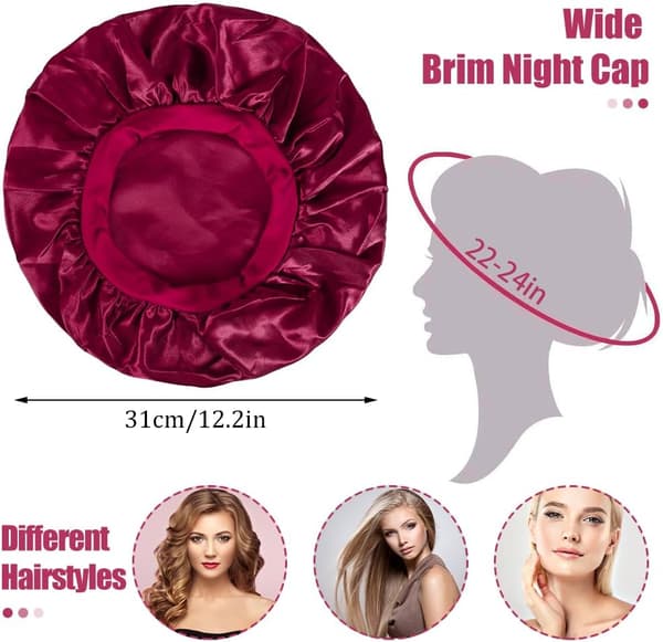 3 stk Satin Hårbonnet Natt, Silke Hårbonnet Natt Satin Bonnet Satin Bonnet Dame Elastisk hårbeskyttelse for langt hår krøllete hår