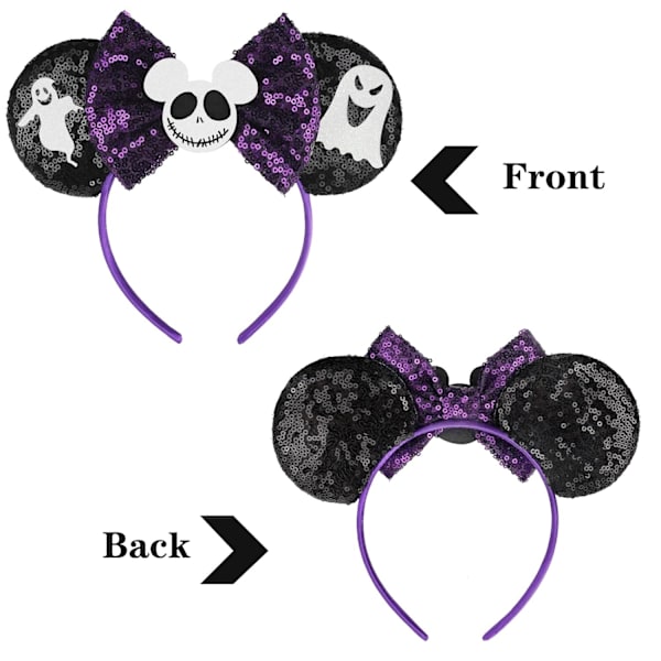 Minnie Mickey Ears Pannband,Paljetter Halloween Mouse Ears för kvinnor