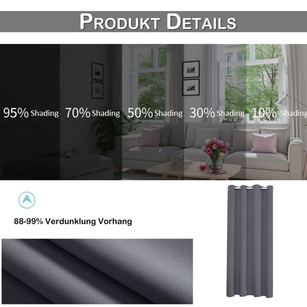Dørgardin, ugjennomsiktig gardin, termisk isolert 90x200cm