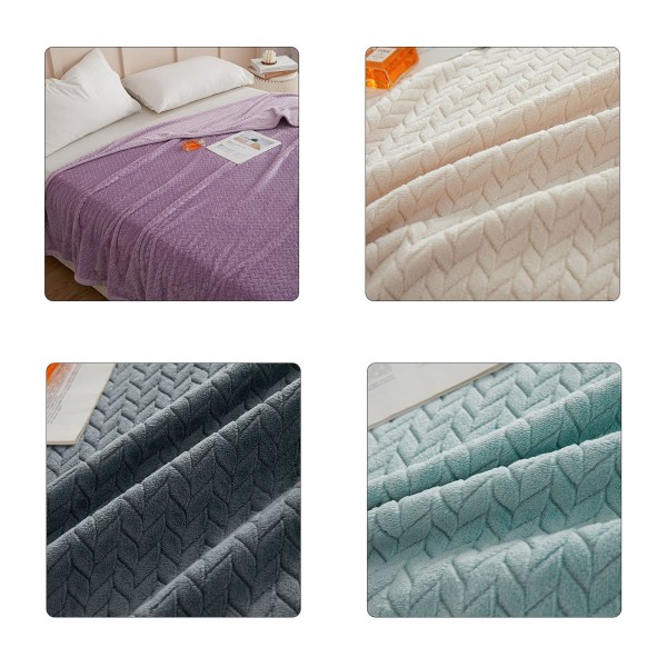 Pure-Color Wheat Ear Pattern Plyschfilt Vikbar Håll Varm Mysig filt För Bäddsoffa Grey 100*120cm
