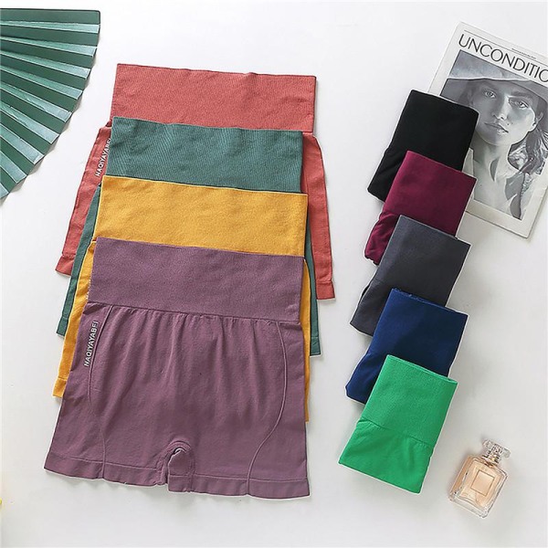 Printede bukser til kvinder, shorts med høj talje, korte sikkerhedsshorts til mavekontrol, sportsshorts, bukser med flade ben, der ikke kan ses black L/XL