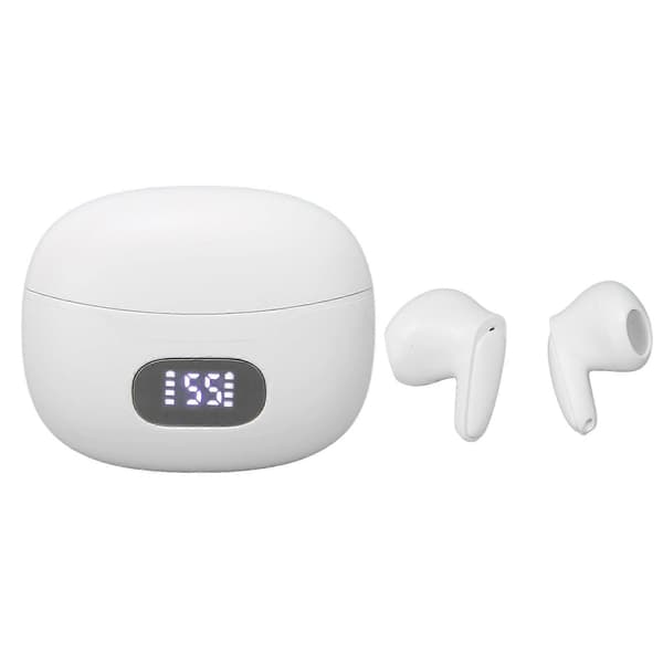 Bluetooth-ørepropper Multifunksjon HiFi Stereolyd Støyreduksjon Trådløse Sportsøretelefoner med LED Digitalt Display Hvit