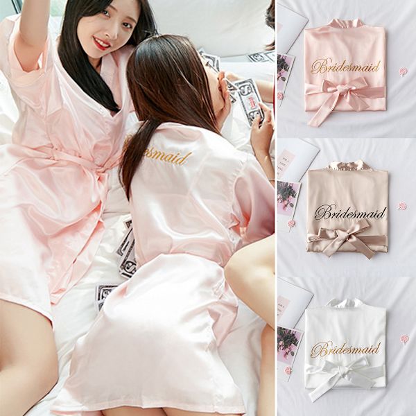 Brudtärna morgonrock för bröllopsfest redo White 2XL