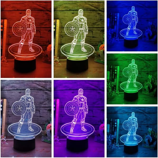 Captain America 3D Natlampe The Avengers Sort Base
