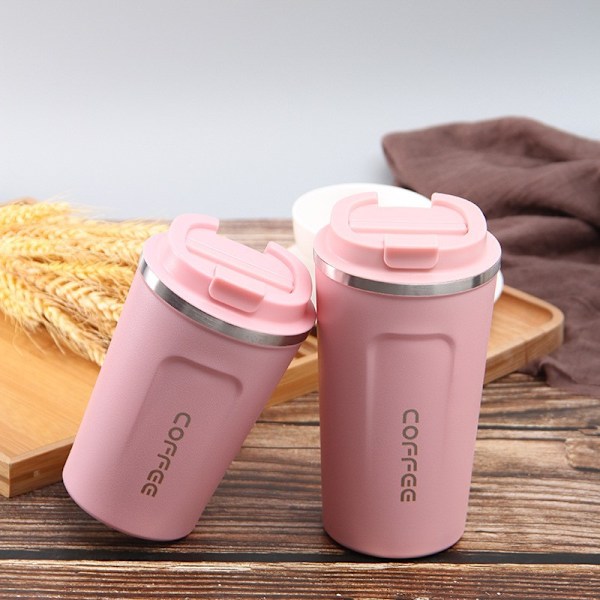 Rostfritt stål dubbellager kaffemugg mugg mugg mugg pink