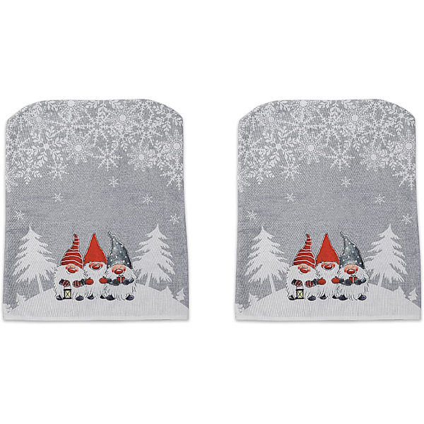 Set med 2 stretchiga tvättbara julstolsryggöverdrag för middagar