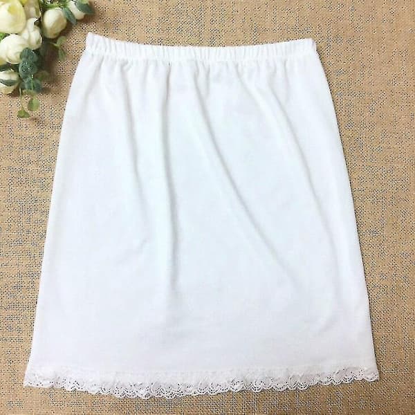 Dam Spets Elastisk Cling Resistant Underkjol Underkjol Halv midja kjolar _OP White