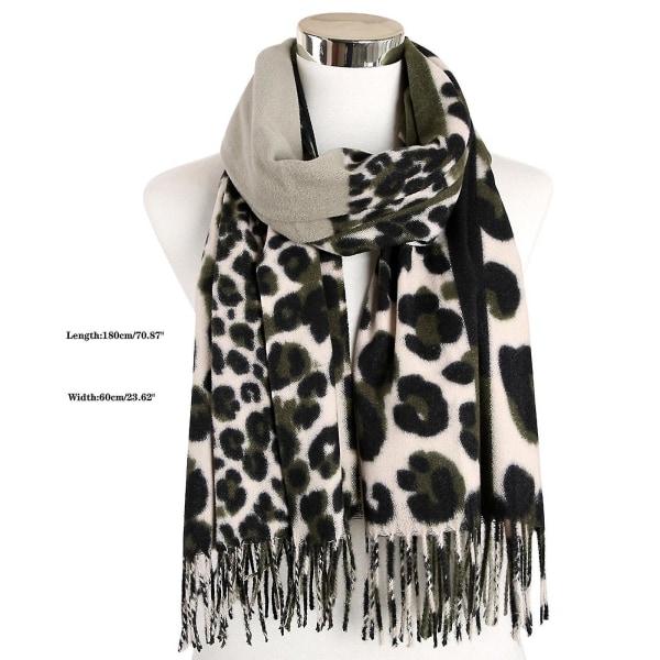 180 * 60 cm Dame Lmitate Cashmere Leopard Tørklæde Sjal Tykt Hold Varmt Tørklæde