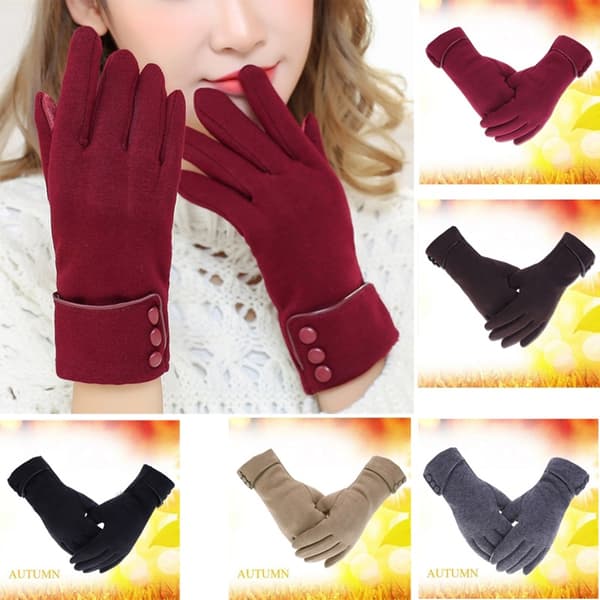 Vinter Dame Fleece Varm Holde Touch Screen Handske Udendørs Wine red
