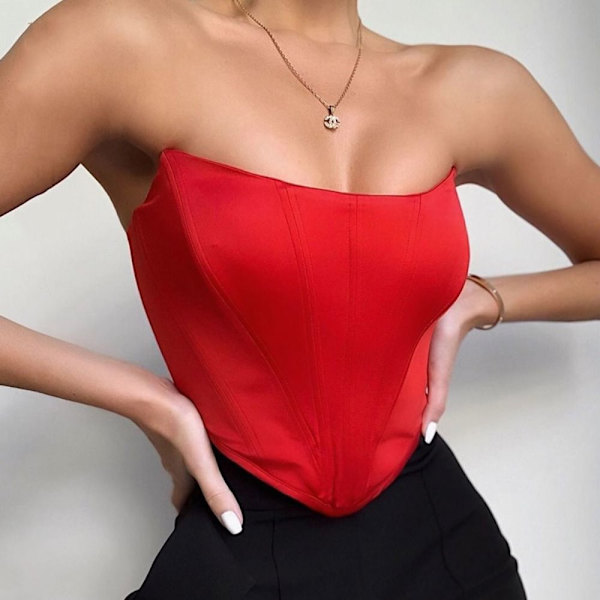 Ärmlös Top Off Shoulder Corset RED red M