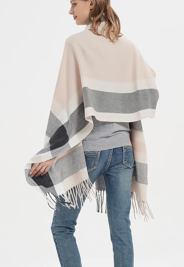 Damemode langt sjal Big Grid Winter Warm Lattice Large Scarf