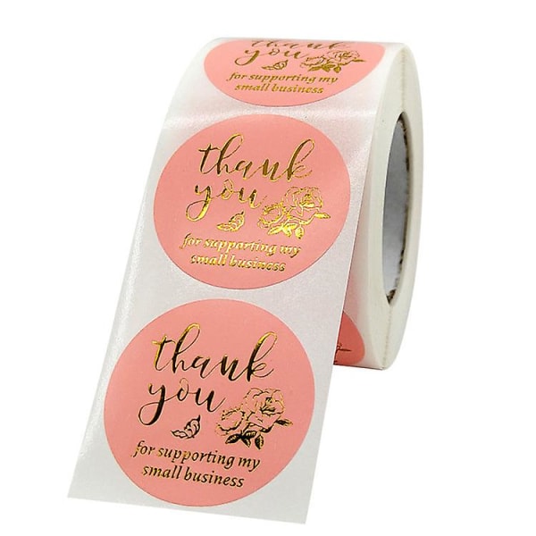 2X500st xmas jul klistermärken rulletikett rosa bakgrund guld blomma tack present sigill stick papper tejp