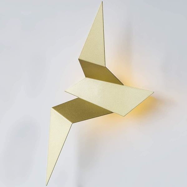 Moderne væglampe LED i form af en flyvende fugl til soveværelse, stue (32,5 cm) (guld)