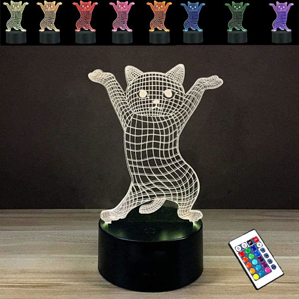 Dansekat 3D Illusion Sød Natlampe, 16 farver Chang