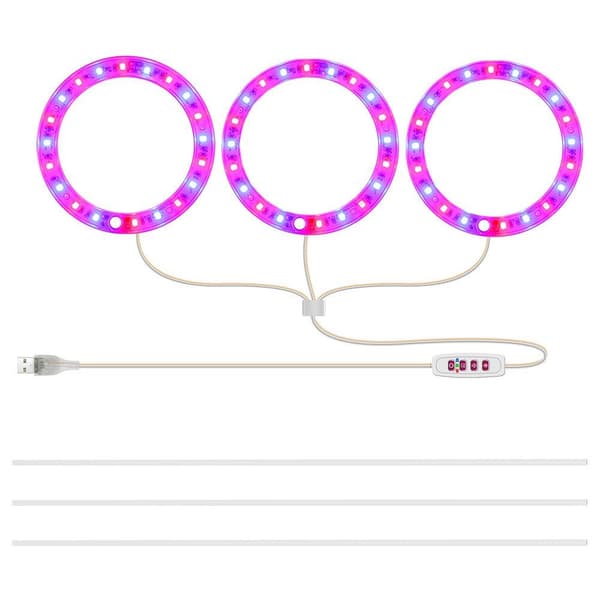 3 Ringer, Plantelampe 1-4 ring lyshode, fullt spektrum, dimbar