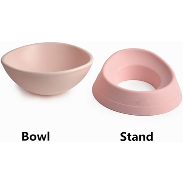 Bulldog Bowl Anti-Slip Hund Kattebolle Avtakbar hundeskål i gummi Pink + White
