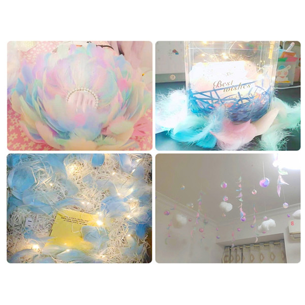 100 st flerfärgad fjäder för genomskinlig bobo-ballongfylld födelsedag bröllopsdekoration DIY-blomsterarrangemang null - A