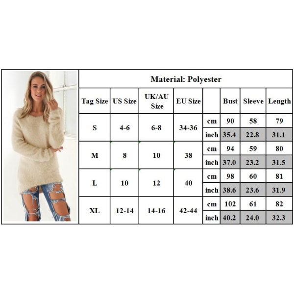 Dame Langærmet plys trøje Jumper Pullover Sweatshirt Top red M