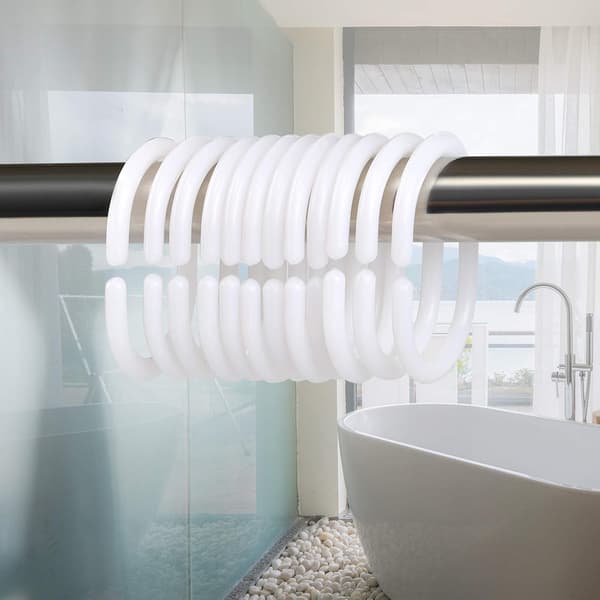 Set med 24 Plast Duschringar, Tillbehörringar för Gardiner, 24