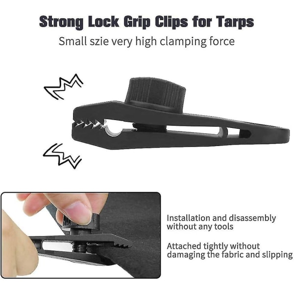 Tarpklämmor, 10 delar set låsklämmor Multifunktionssäkra tarpklämmor