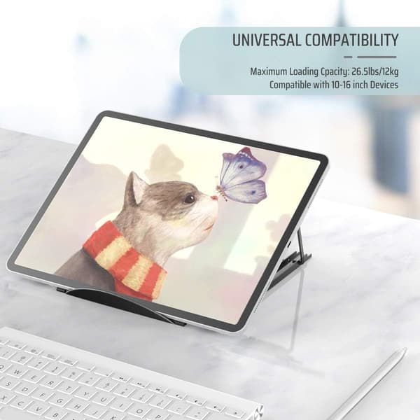 Laptopstativ for nettbrett, sammenleggbar bærbar ventilert skrivebordslaptopholder