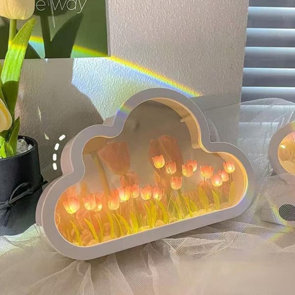 Cloud Tulip Night Light Makeup Mirror BLÅ FINISH PRODUKT