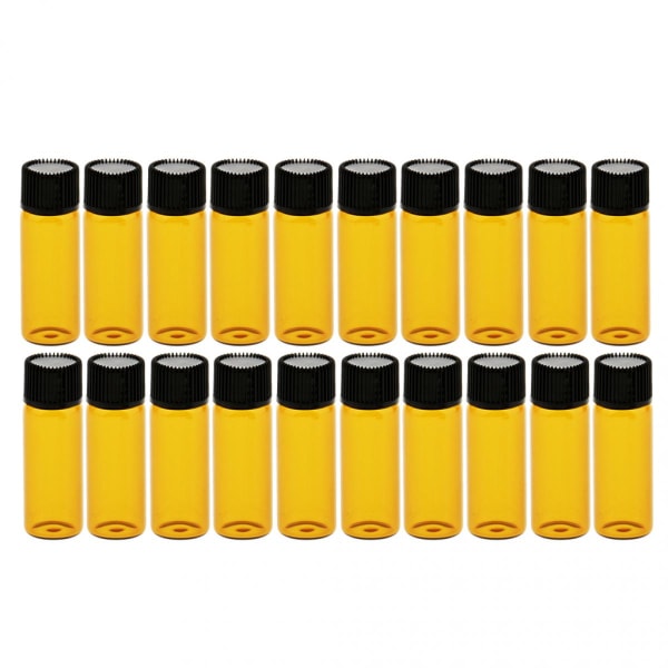 20 kpl läpinäkyviä lasipulloja Dram-pulloja korkilla Musta Ruskea 3ml