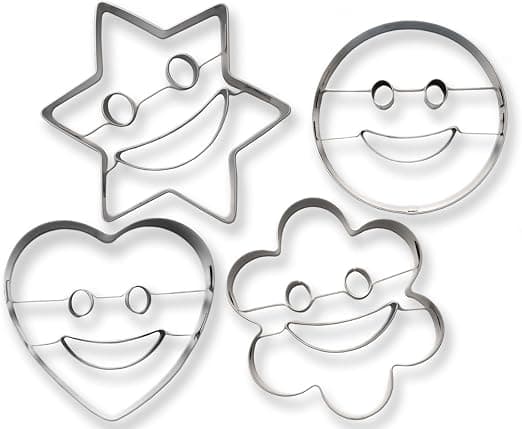 Kakeformersett med 4 - For morsom baking - Emoji, Smiley, Hjerte og Stjerne