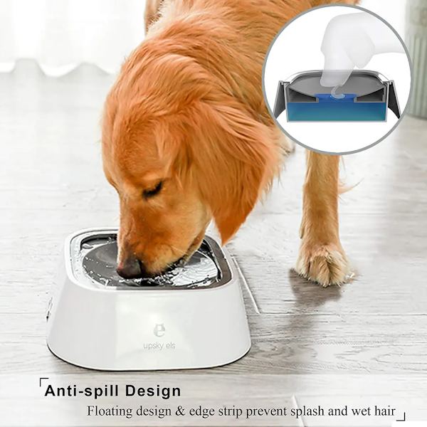 Hundskål Vattenskål Inget spill Långsam drickande Halkfri vattendispenser 1,5L