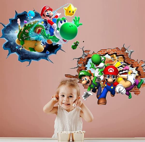 En 33,3 cm × 47 cm väggdekal Mario-affisch, väggdekoration Sup