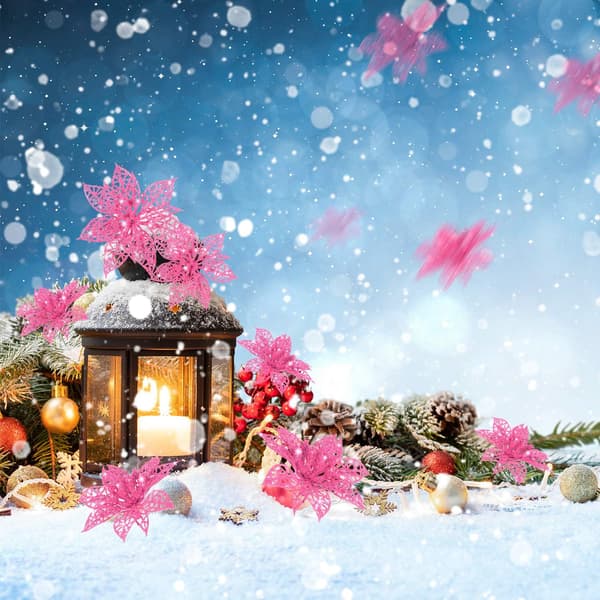 24 delar glitter julstjärna julgransprydnad jul