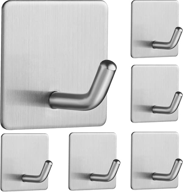 ##/Itsekiinnittyvät koukut (6 kpl), porausta ei tarvita, 3M ruostumaton##/