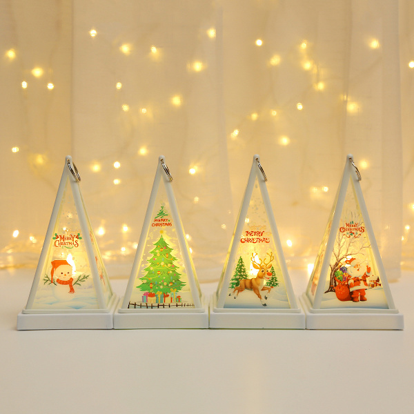 Christmas Triangular Wind Lantern-White Elk, LED Christmas Decora
