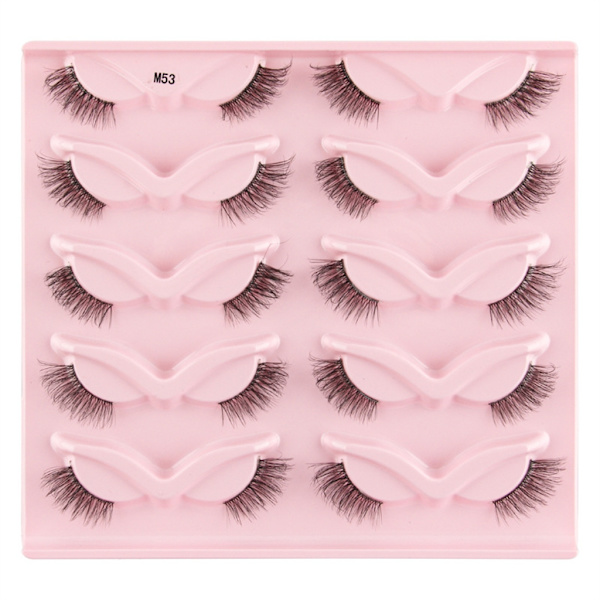 Halvfransar Naturligt utseende Wispy Cat-Eye Ögonfransar 3 lösögonfransar Fluffy-Soft 10 Par Faux Mink Fake Lashes Sets D
