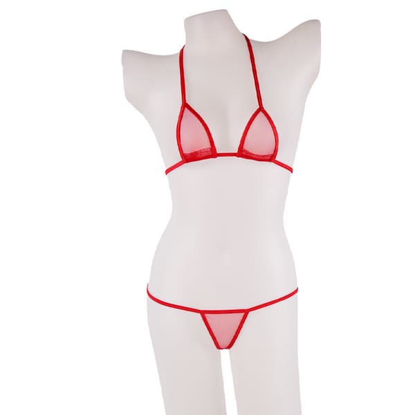 Seksikäs bikinin, stringit pitsillä, kaksiosainen uimapuku Red