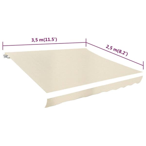 vidaXL Markisduk gräddvit 350x250 cm Creme