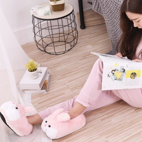 Rosa farge Bunny Bag Hæl Tøfler Plysjleketøy Kanin Nyhet Varme Sko