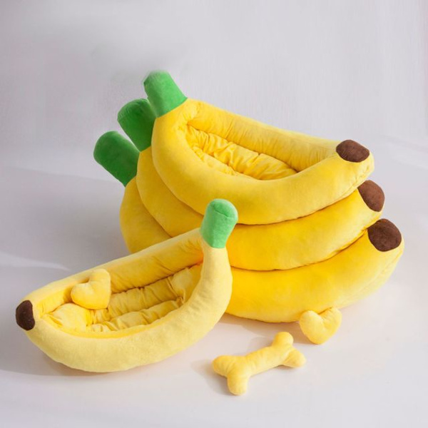 Kreativ stil Banana Cat Hund Nest Kennel Håll varm gul inomhus