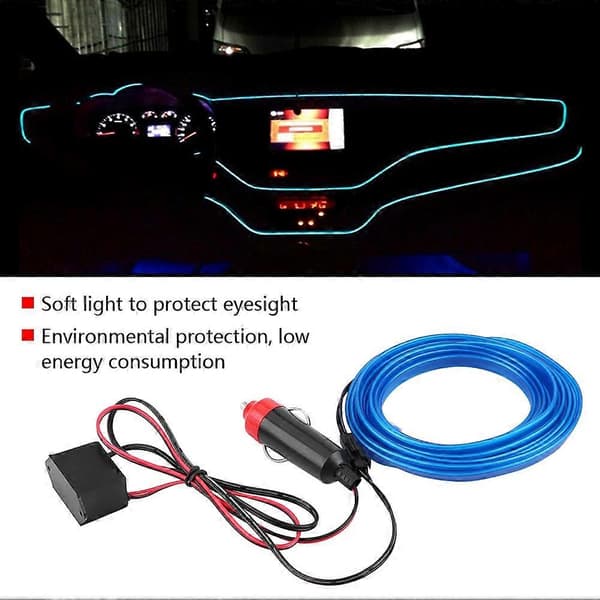 DC 12V Bilpanel Neonlampe Strip Blåt Koldt LED Lys Interiør Atmosfære Lys Trim