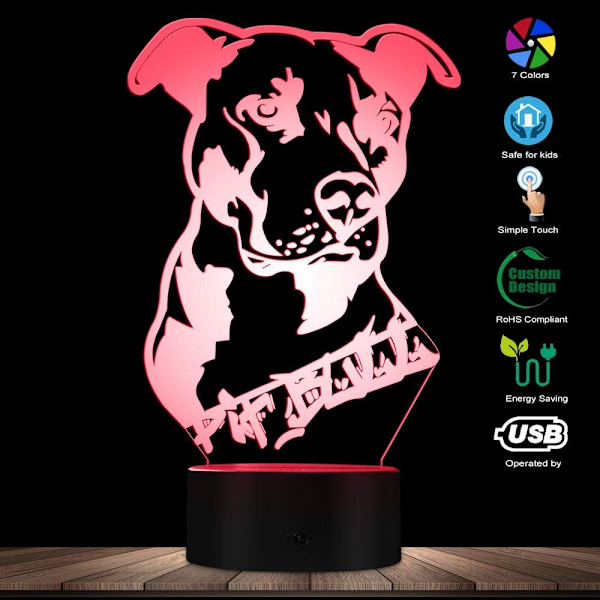3D American Smart Flexibel Pit Bull Terrier Barnrumsbord L