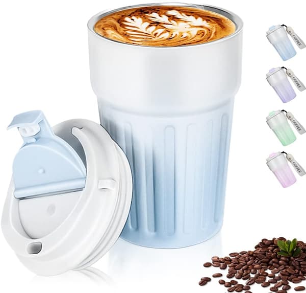 400 ml rustfritt stål krus (blå) Lekkasjesikker kaffe- og tekopp
